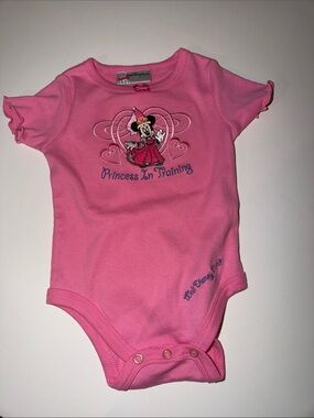 Vintage Disney Pink Minnie Mouse "Princess In Training" One-Piece Bodysuit